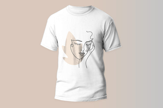 Girl Face Line Art Graphic T-Shirt – Trendy Style in Jersey Comfort